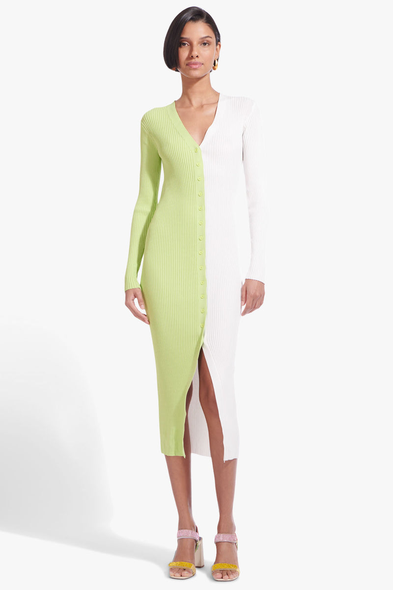 STAUD SHOKO SWEATER LIME WHITE